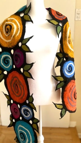 Cutwork Scarf is Wearable Art. Dramatic Statement Piece.