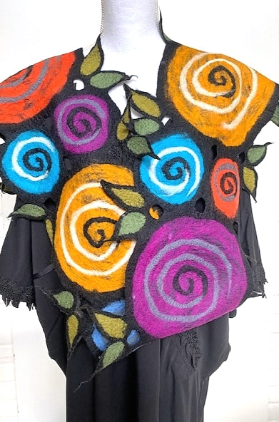 Cutwork Scarf is Wearable Art. Dramatic Statement Piece.