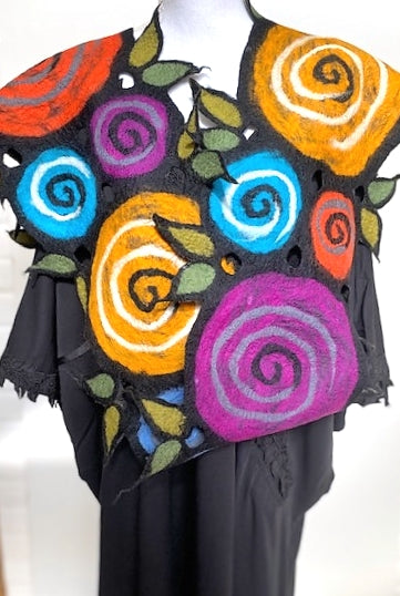 Cutwork Scarf is Wearable Art. Dramatic Statement Piece.