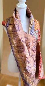 Artisan Silk Two Sided Shawl Is a Purchase with a Purpose.  Lilac/Peach