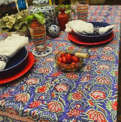 Celebration Block Print Table Cloth is a Favorite