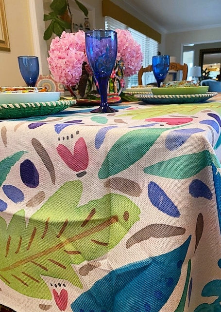 Warm Weather Watercolor Table Linen is Outstanding! (7ft X 4.5)