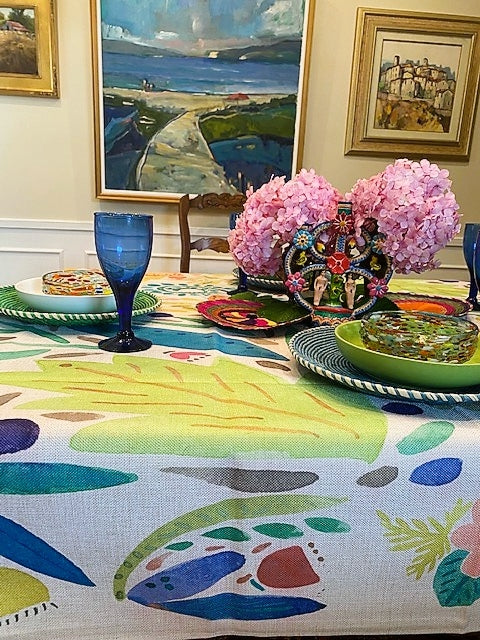 Warm Weather Watercolor Table Linen is Outstanding! (7ft X 4.5)