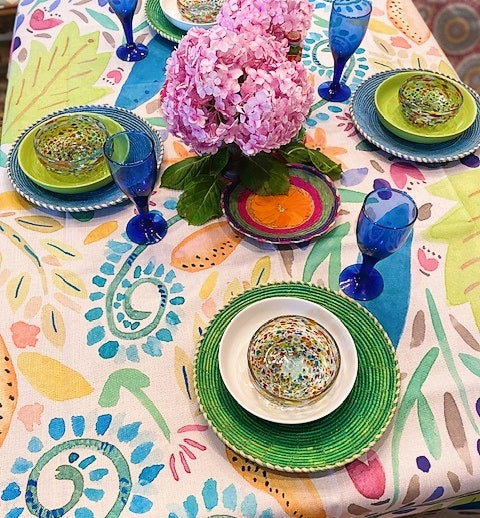 Warm Weather Watercolor Table Linen is Outstanding! (7ft X 4.5)