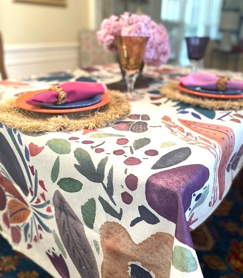 Create a Tablescape with our Transitional Watercolor Table Linen (7ft X 4.5)