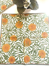Luxury Hand-printed table napkins- Set of 6- Marigold