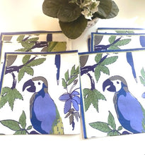 Hand-printed table napkins- Set of 6- Parrot Amethyst