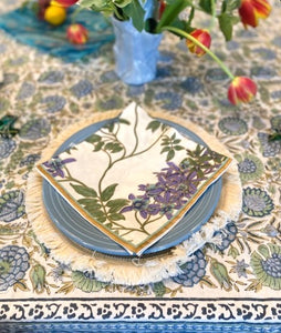 Luxury Hand-printed table napkins- Set of 6- Anya Amethyst