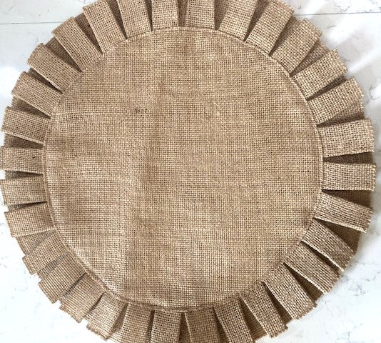 Ruffles Burlap Placemats Are Perfect for Any Gathering. 16'' diameter