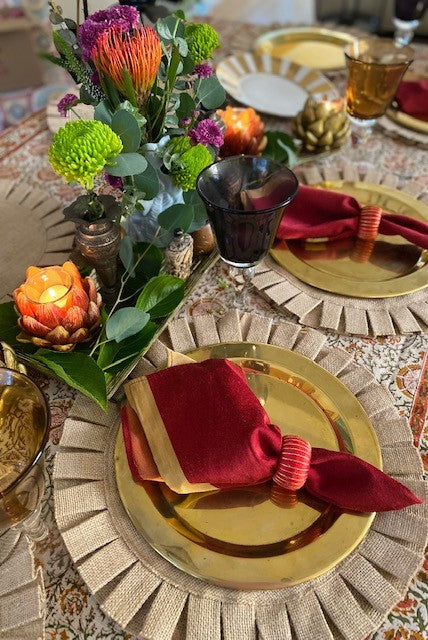 Ruffles Burlap Placemats Are Perfect for Any Gathering. 16'' diameter