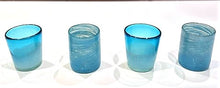 Sets of 4 Handblown Glasses in Aqua Blue