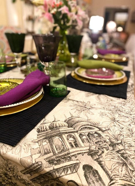 Rare Find. Artisanal Handmade Linen Table Cloth, Unique, Dramatic and the Best of the Season