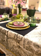 Rare Find. Artisanal Handmade Linen Table Cloth, Unique, Dramatic and the Best of the Season