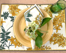 Honeysuckle Print Hand Printed Placemats and Napkin Sets (Set of Six)