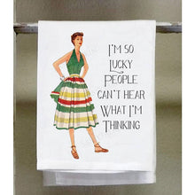 Laughing Out Loud. Sold In Sets of 4. Graphic Scripted Tea Towels.