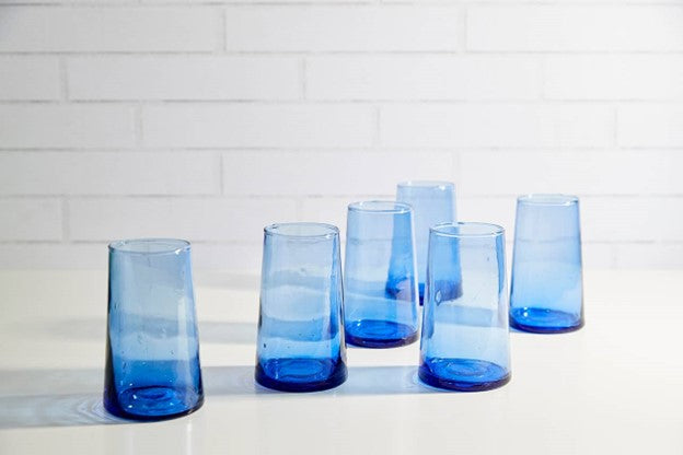 Sets of 6  Moroccan Cone Glassware Large - Blue