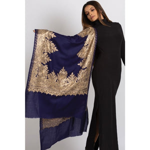 Priya Embroidered Wool Shawl. Collector's shawl.