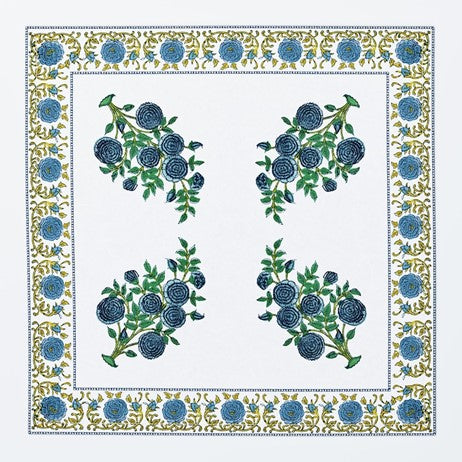 Luxury Floral Dinner Napkin Sets(4) for Decoration (White/Yellow or Blue)