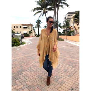 Cashmere Blend Lace Poncho. Available in 3 Colors. Unique Gift.