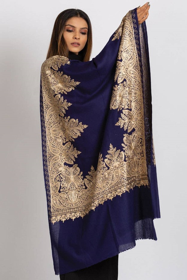 Priya Embroidered Wool Shawl. Collector's shawl.