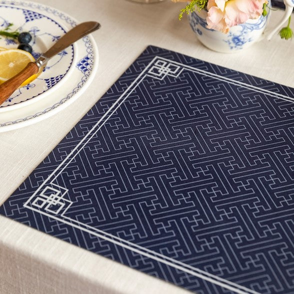 Art Mats: Retro Blue and White Pattern Placemats, Chinoiserie or Geometric