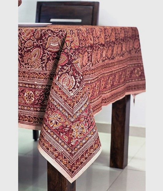 Terracotta Kalamkari Tablecloth. Thanksgiving Perfection.