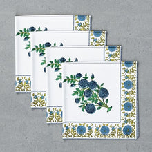 Luxury Floral Dinner Napkin Sets(4) for Decoration (White/Yellow or Blue)